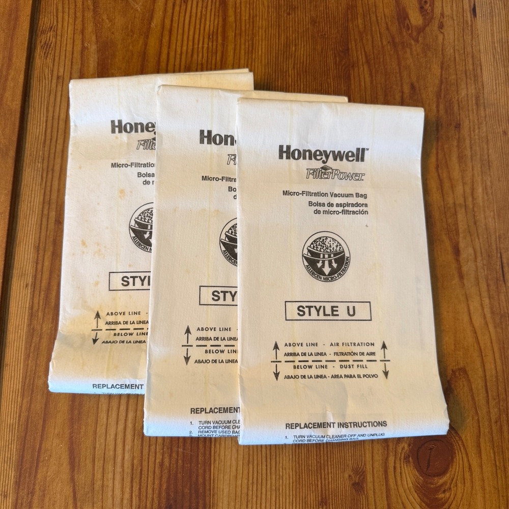 Honeywell FilterPower Micro Filtration‎ Vacuum Bags Style U 3 Pack Never Used